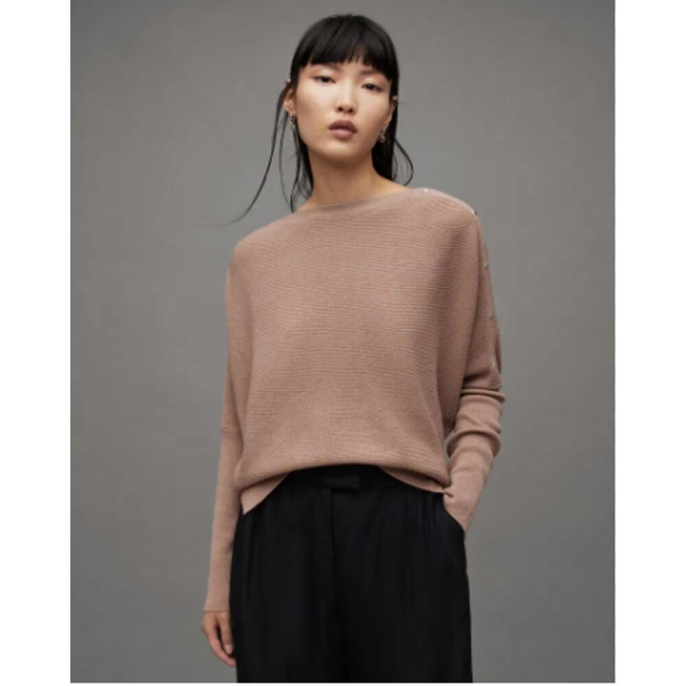 ALLSAINTS‎ Raven Jumper Sweater Wool Cashmere Blend Dusty Pink Blush Slouchy M
